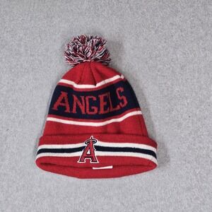 LA Angels Men Beanie OS Red Sixth Man Embroidered Pom Logo